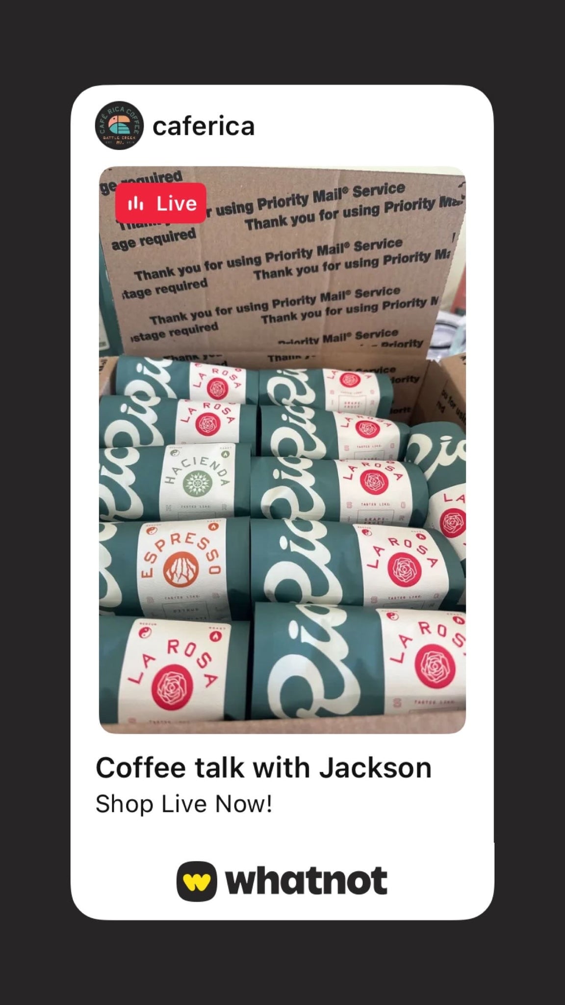 We’re Live on Whatnot: Experience Café Rica Social Shopping!